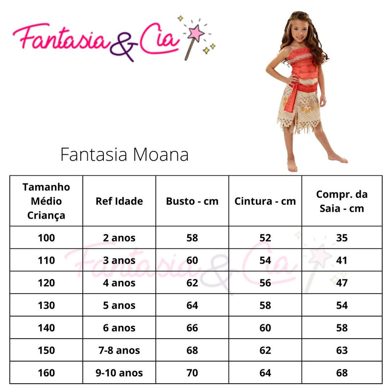 Fantasia Moana Infantil Luxo Com Colar Promoção